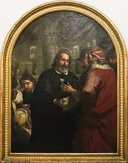 Blahoslavený Gérard přijímá Godefroye z Bouillonu (Antoine Favray, c. 1750)