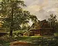 Krajina s dřevěným stavením (cca 1840)