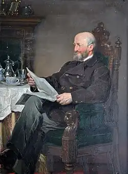 Muž s novinami, 1893, olej na dřevě, 26 cm × 33 cm, soukromá sbírka