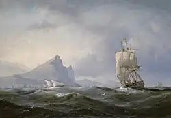Anton Mebye: Loď v Gibraltaru, 1851