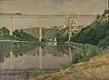 Obraz Mesto z železniškim mostom (kolem 1904) Antona Nowaka s původním viaduktem