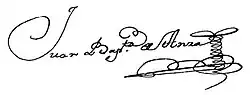 Juan Bautista de Anza – podpis