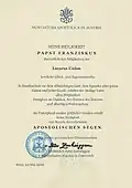 Apoštolské požehnání od papeže Františka