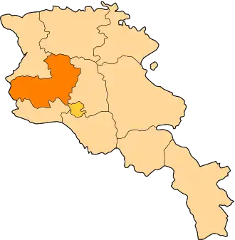 Aragacotn na mapě Arménie
