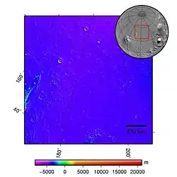 Topografická mapa části planiny