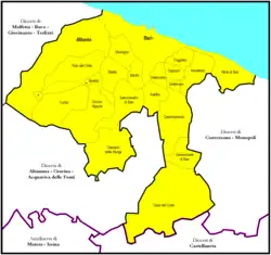 Arcidiecéze Bari-Bitonto na mapě