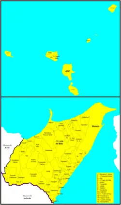 Arcidiecéze Messina-Lipari-Santa Lucia del Mela na mapě