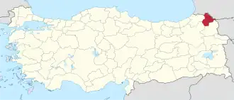 Ardahanská provincie na mapě Turecka