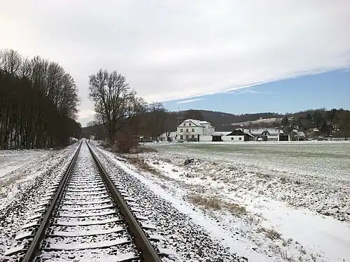 Areál Běleckého mlýna od železniční trati