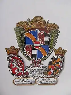 Erb Michaela Osvalda z Thun-Hohensteinu a obou jeho manželek