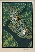 Arnošt Hofbauer Jaguár (dřevoryt, 1905)
