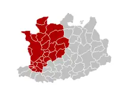 okres Antverpy na mapě provincie Antverpy