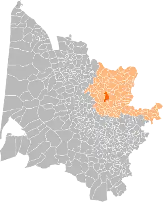 Arrondissement Libourne na mapě departementu Gironde