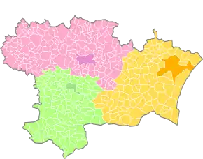 Arrondissement Limoux na mapě departementu Aude (zelené)
