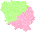 Arrondissement Guéret od 1926 do 2017 (zelené)