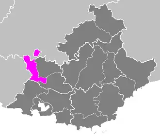 Arrondissement Avignon na mapě regionu Provence-Alpes-Côte d'Azur