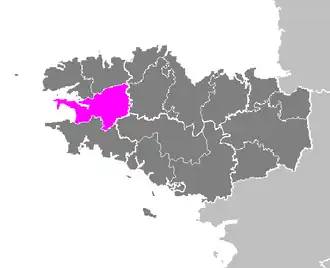 Arrondissement Châteaulin na mapě regionu Bretaň
