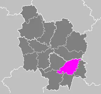 Arrondissement Autun na mapě regionu Burgundsko