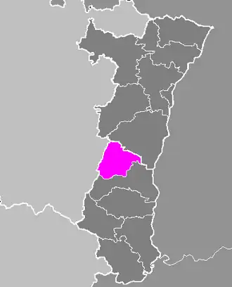 Arrondissement Ribeauvillé na mapě regionu Alsasko