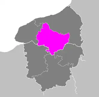 Arrondissement na mapě Horní Normandie