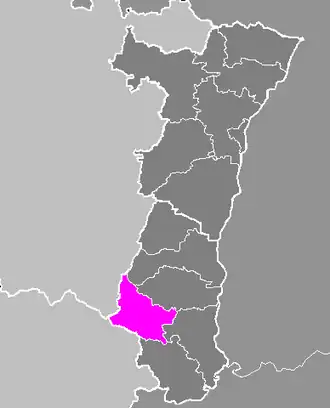 Arrondissement Thann na mapě regionu Alsasko