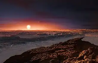 Povrch Proximy Centauri b pohledem umělce.