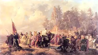 Modlitba barských konfederátů před bitvou, obraz Artura Grottgera z roku 1863