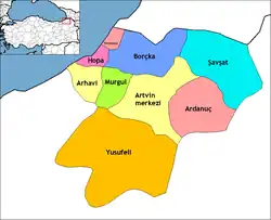 Členění provincie na distrikty
