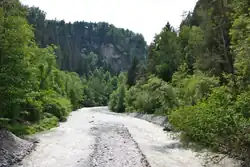 Arzler Pitzeklamm, těsně před soutokem s Innem