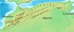 Antiatlas na mapě severozápadu Afriky