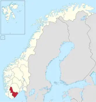 Aust-Agder na mapě Norska