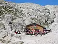 Büllelejochhütte na úpatí hory Oberbachernspitze