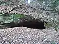 Ve skále vytesaný náhon k zaniklému Spálenému mlýnu