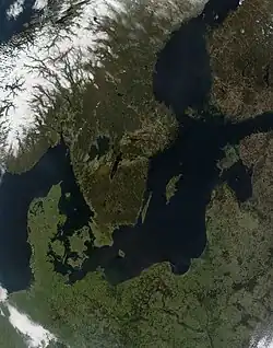 satelitní snímek Baltského moře