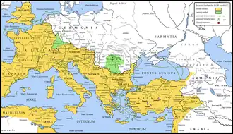 Mapa nájezdů barbarů ve 3. st. n. l.