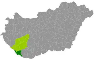 okres Barcs na mapě Maďarska