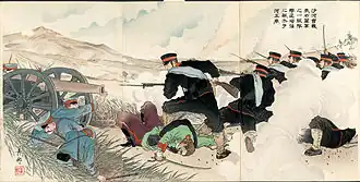 Japonský propagandistický plakát z bitvy