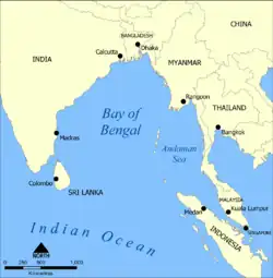 Mapa Bengálského zálivu
