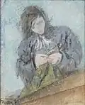 Při šití (kvaš na kartonu)