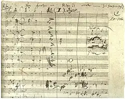 Missa solemnis, začátek části Kyrie. Beethovenův autograf s nadpisem »Von Herzen — Möge es wieder — Zu Herzen gehn!« a předepsaným provedením »Mit Andacht« (rozjímavě).
