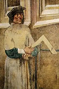 Pravděpodobný portrét Benedikta Rejta z nástěnné malby ve Svatováclavské kapli v katedrále svatého Víta, od Mistra Litoměřického oltáře, kolem roku 1510