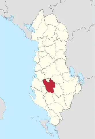 Okres Berat na mapě