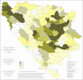 Podíl Bosňáků v Bosně a Hercegovině podle obcí v roce 2013