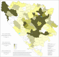 Podíl bosenštiny v Bosně a Hercegovině podle obcí v roce 2013