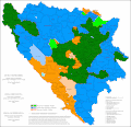 Náboženská struktura Bosny a Hercegoviny podle obcí v roce 2013