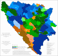 Náboženská struktura Bosny a Hercegoviny podle obcí v roce 2013