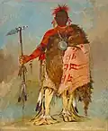 Náčelník Omahů Velký jelen s tomahavkem tvaru spontoon.