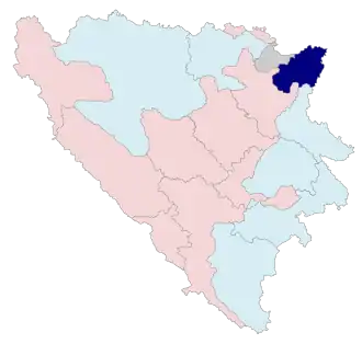 Poloha regionu na mapě Bosny a Hercegoviny