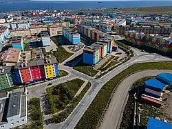 Letecký pohled na město Anadyr