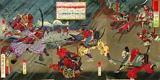 Ukijo-e zobrazující bitvu u Okehazamy